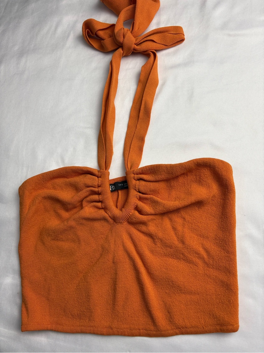 Zara Orange Halter Knit Crop Top